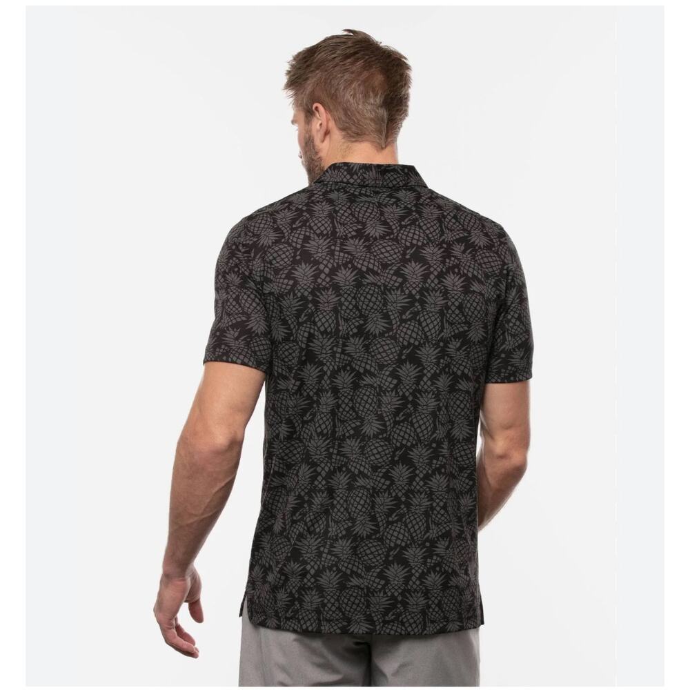 TravisMathew Off The Cape Mens Golf Polo Black Gray Pineapple Shirt Size Large - Picture 4 of 12